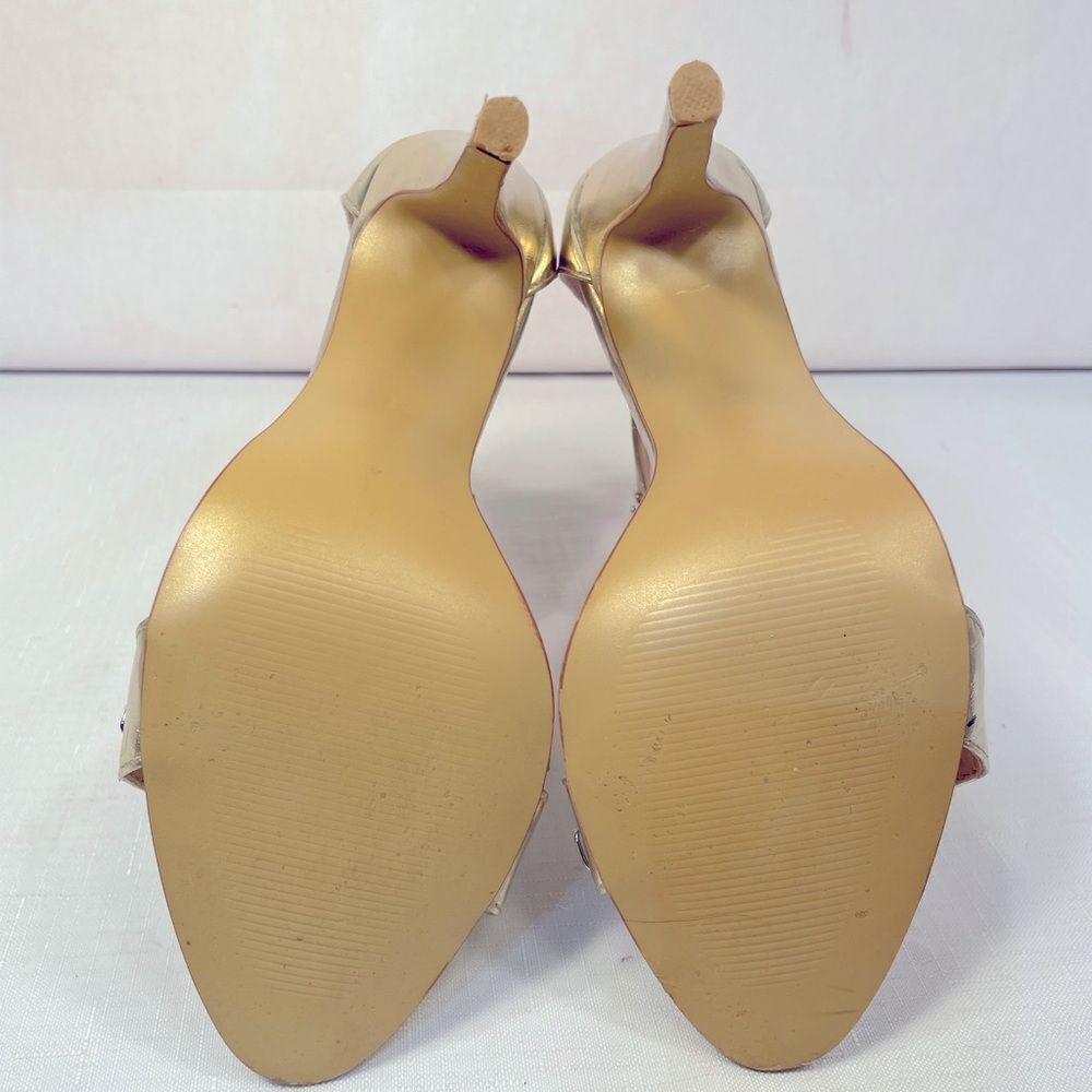 Elegant Gold Rhinestone Embellished Women's Heels Size 37 EUC - Picture 9 of 9